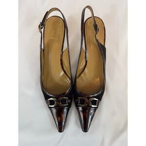 STUART WEITZMAN ABBA Black Soft Patent Slingback shoes (v)
